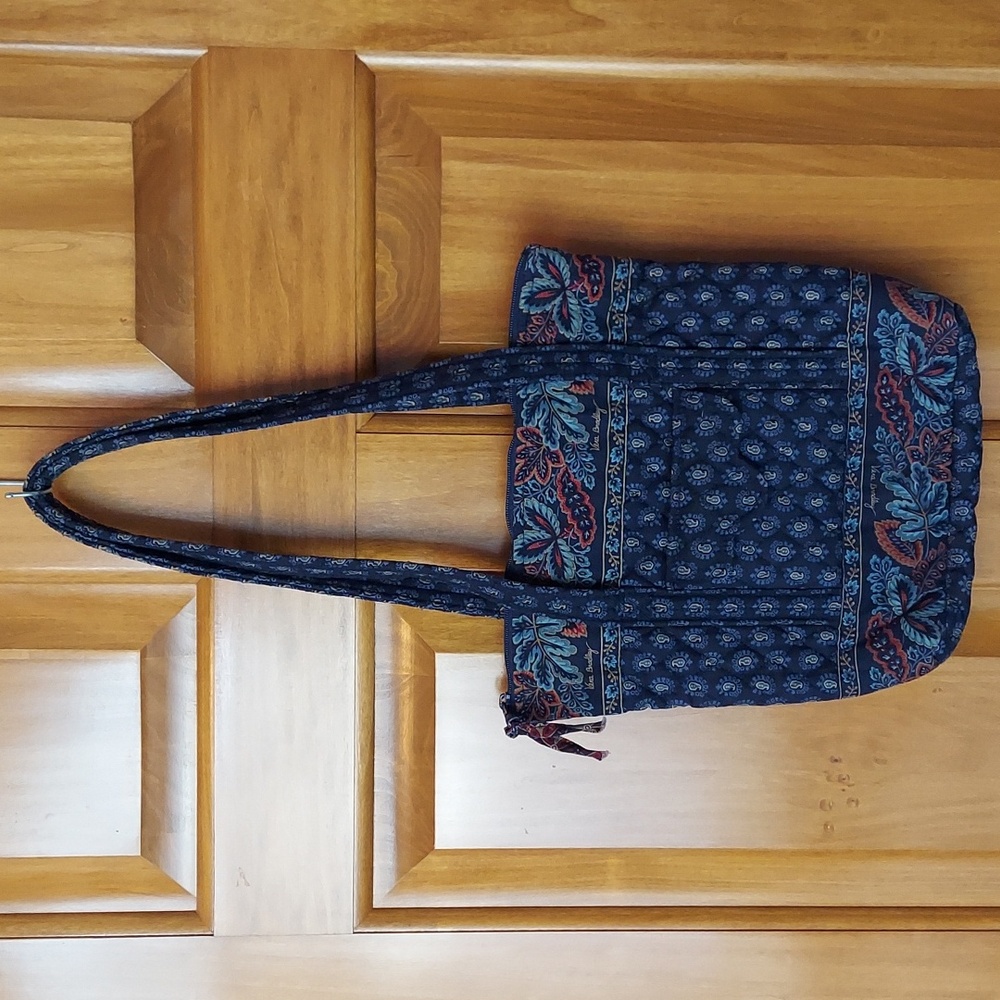 Vera Bradley Navy Blue Paisley Quilted Shoulder Tote